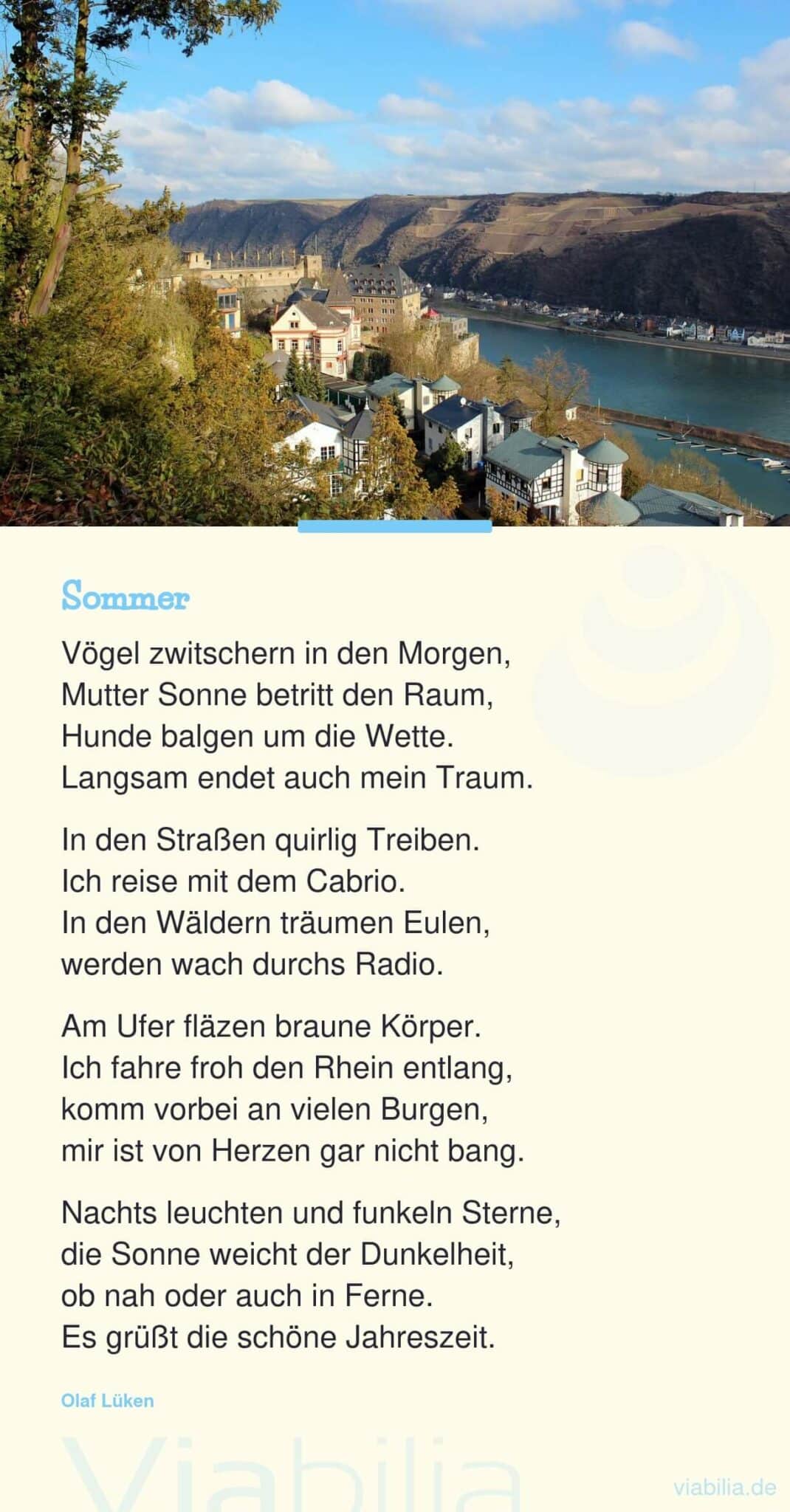 Gedicht von Olaf Lüken über den Sommer