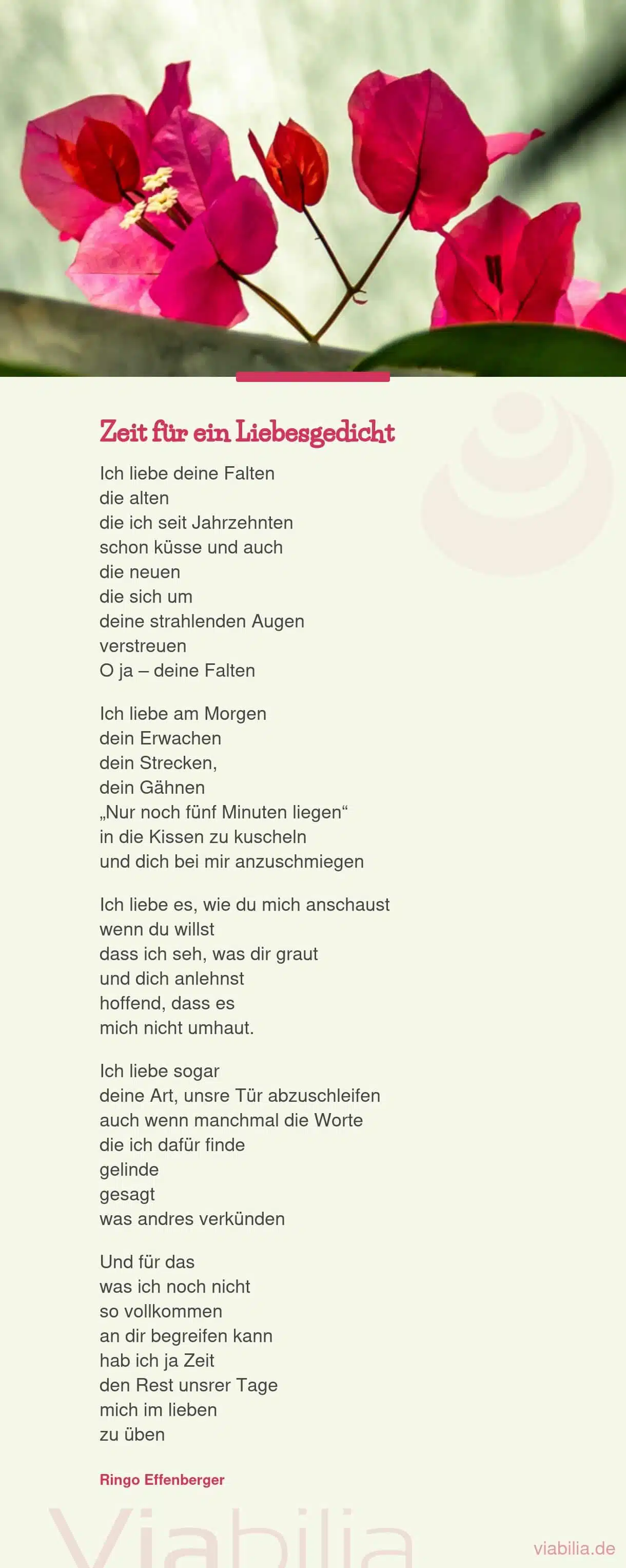 Gedicht von Ringo Effenberger: Zeit für ein Liebesgedicht