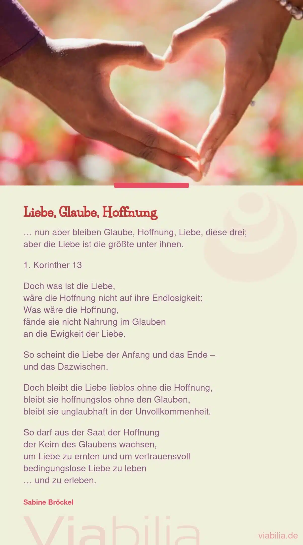 Text über Glaube, Hoffnung und Liebe