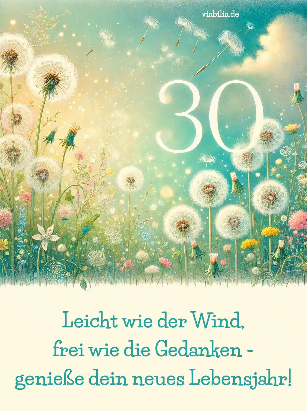 Glückwünsche zum 30. Geburtstag: Leicht wie der Wind