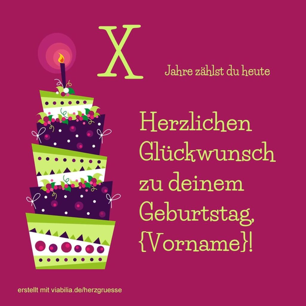 Glückwunsch zum Geburtstag mit Torte und Kerze