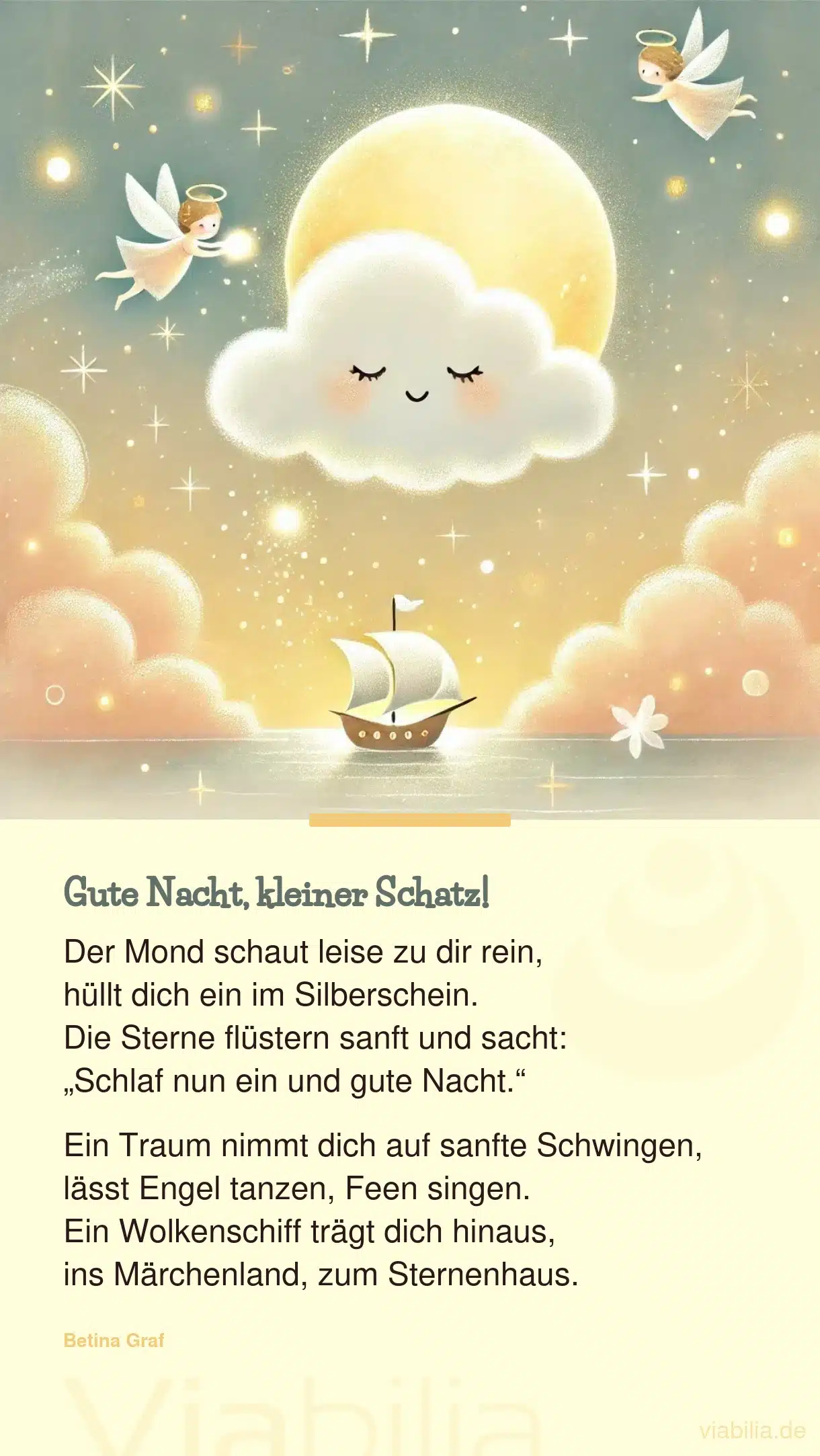 Gute Nacht Bild für einen kleinen Schatz mit Gedicht Gute Nacht Bild für einen kleinen Schatz mit Gedicht