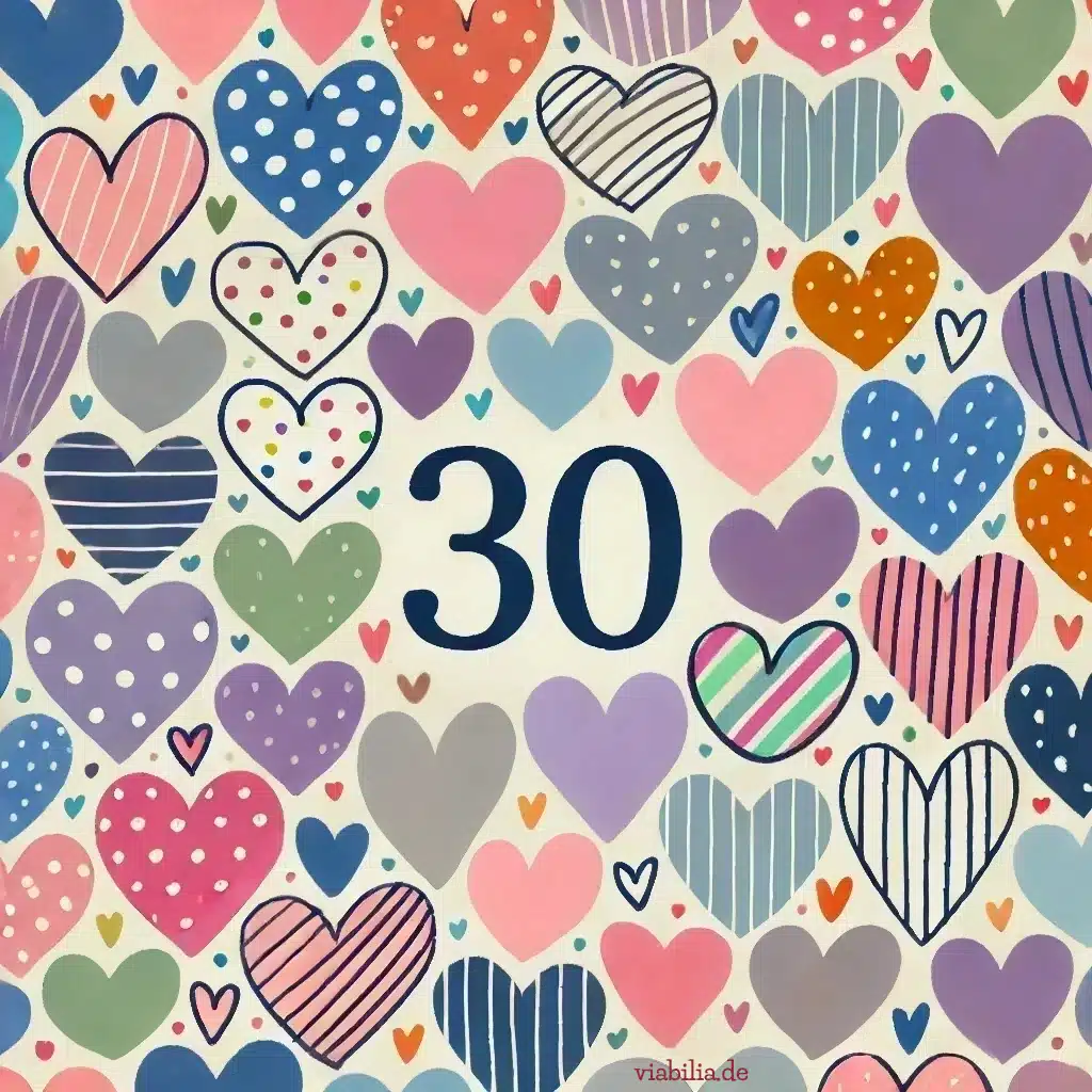 Herzliche Glückwünsche zum 30. Geburtstag nur mit Herzchen