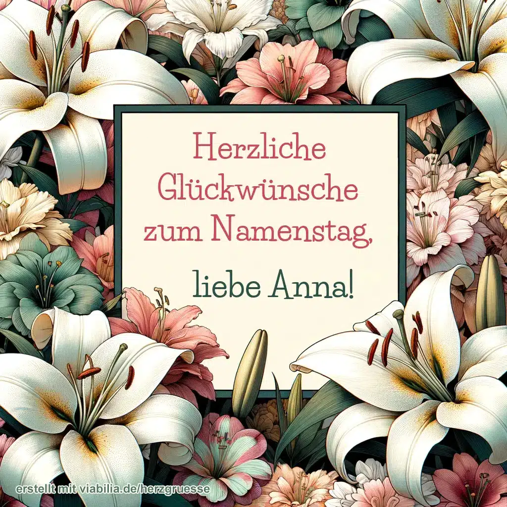 Herzliche Glückwünsche zum Namenstag Anna