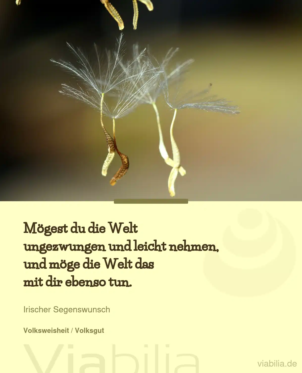 Irischer Segenswunsch: die Welt ungezwungen und leicht nehmen Irischer Segenswunsch: die Welt ungezwungen und leicht nehmen