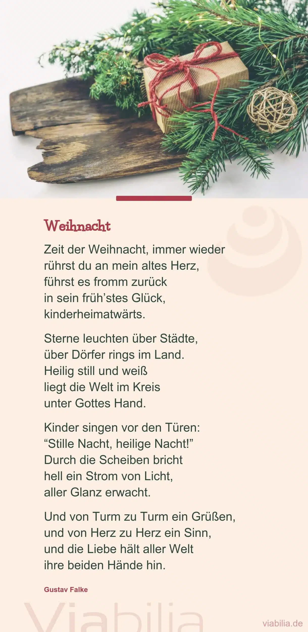 Klassisches Weihnachtsgedicht: Weihnacht, stille Nacht
