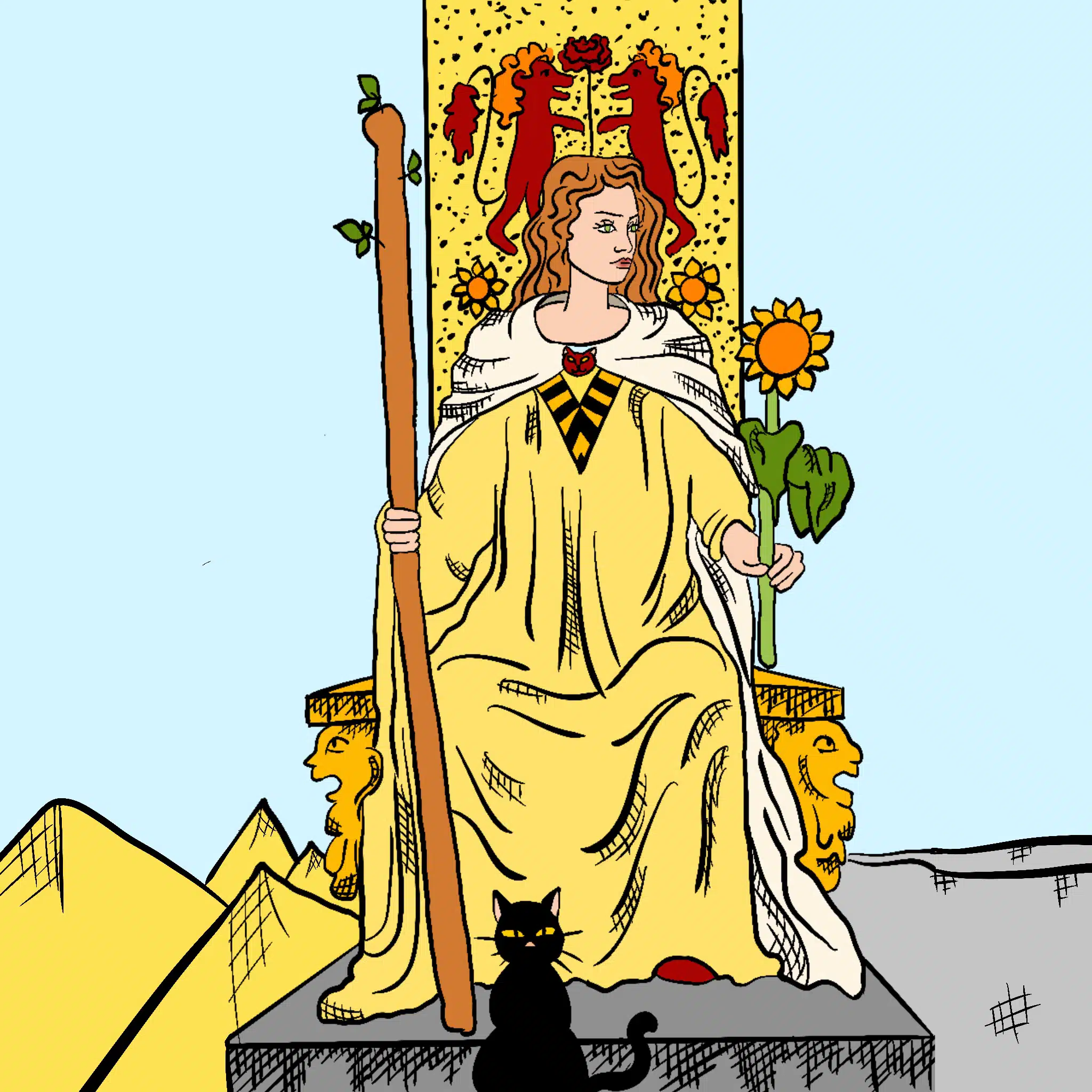 Tarotkarte "Königin der Stäbe" im Tarot
