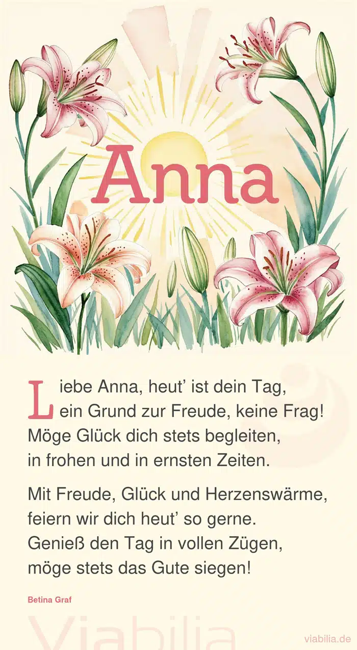 Liebe Anna, Namenstag mit Gedicht