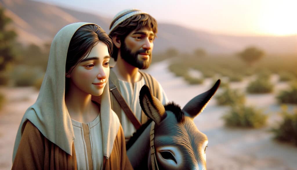 Maria und Joseph auf dem Weg