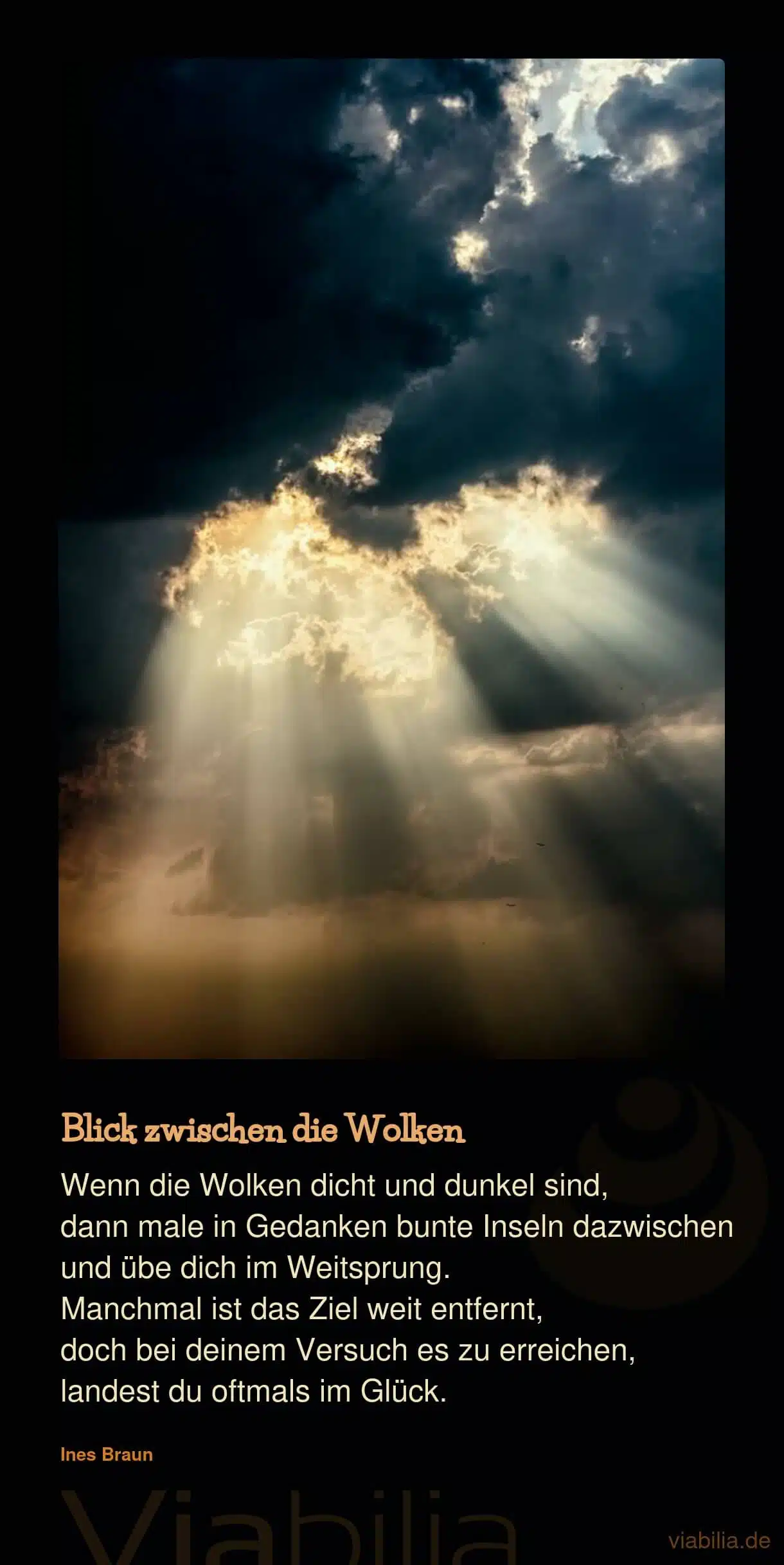 Mutmach-Spruch: Blick zwischen die Wolken Mutmach-Spruch: Blick zwischen die Wolken
