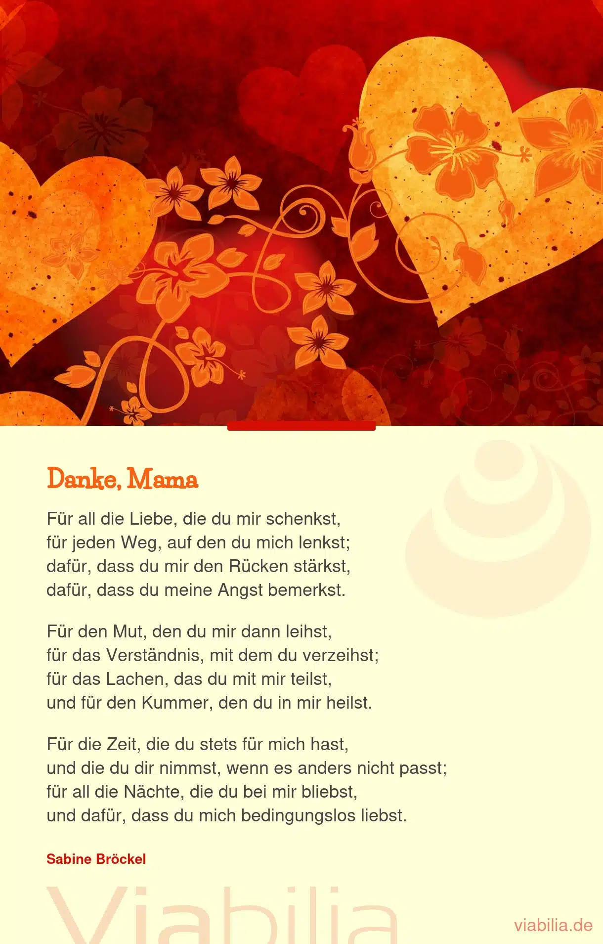 Muttertagsgedicht: Danke, Mama