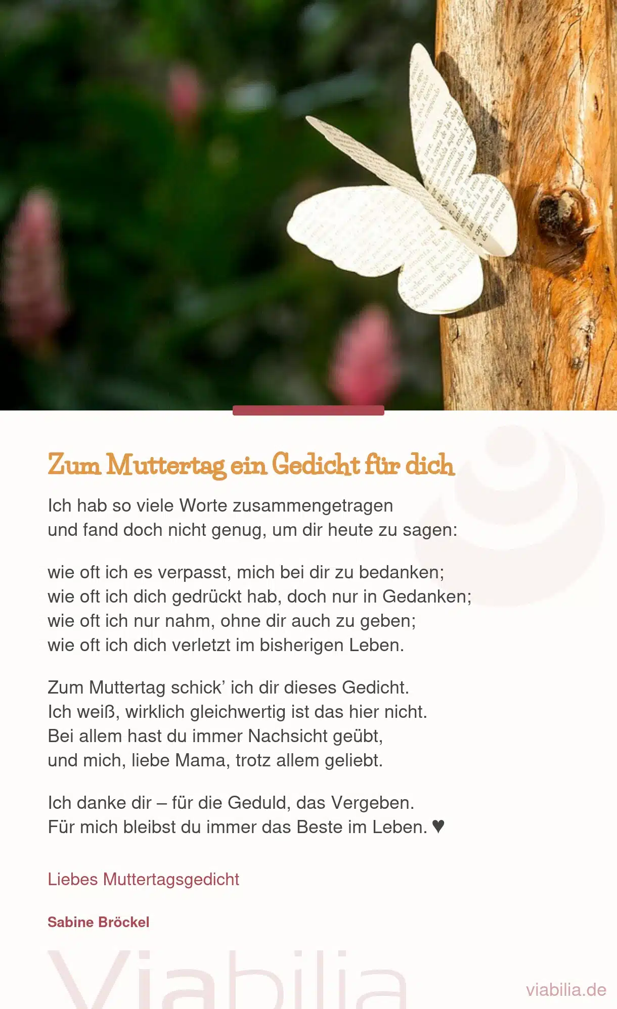 Zum Muttertag ein Gedicht für dich
