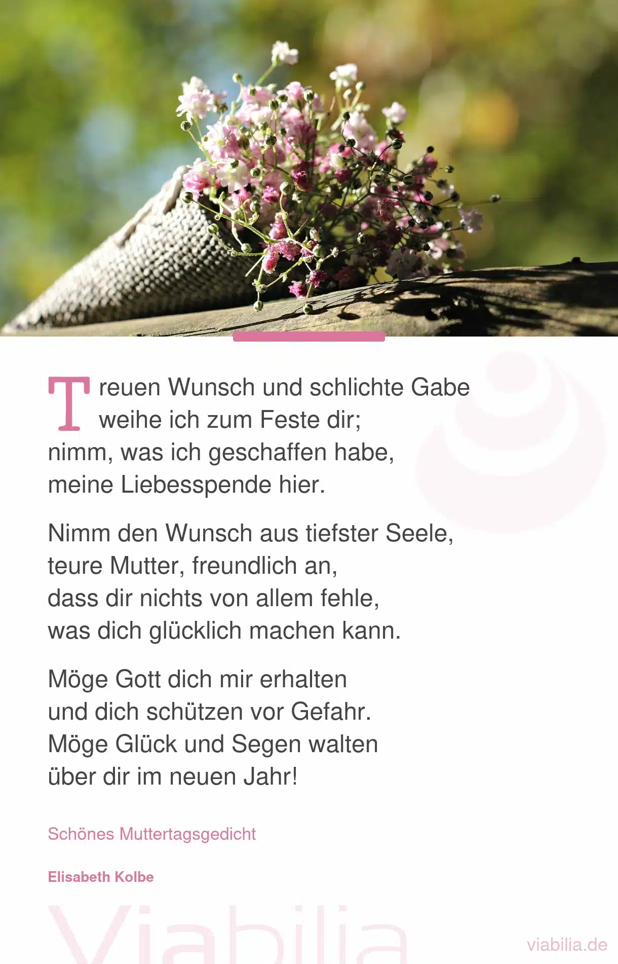 Gedicht zum Muttertag mit schönem Bild