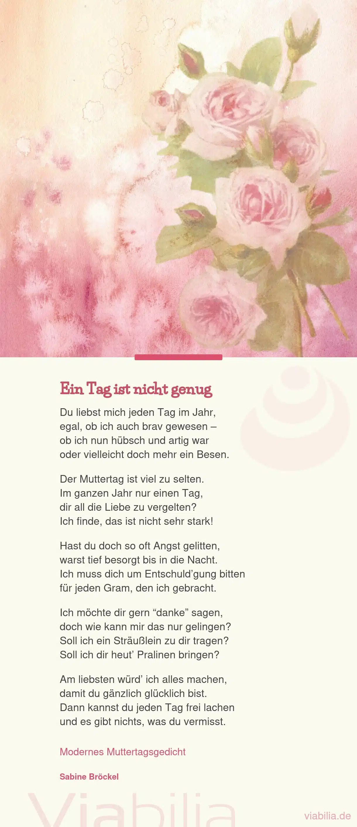 Modernes Muttertagsgedicht: Ein Tag ist nicht genug