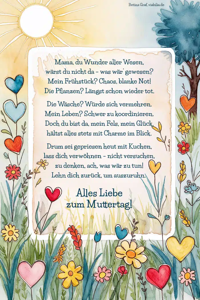 Muttertagsgedicht: Mama, du Wunder aller Wesen