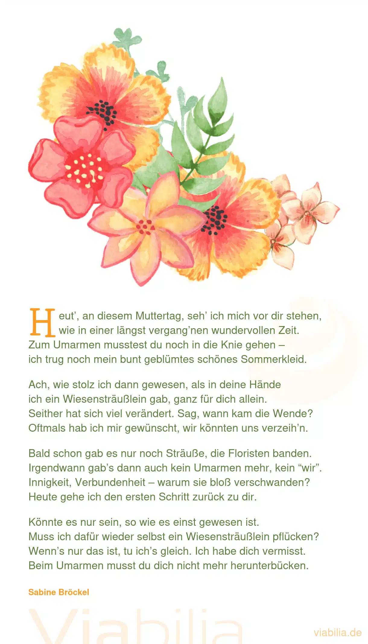 Muttertagsgedicht: längstvergangne, wunderbare Zeit
