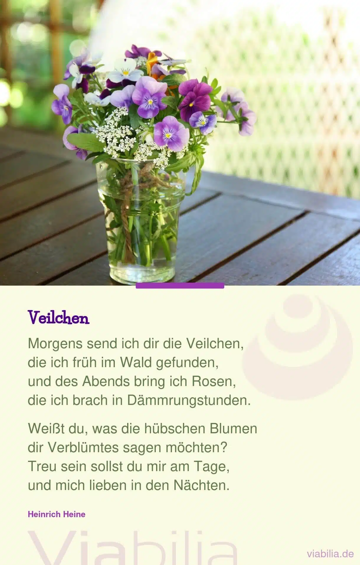 Naturspruch über Blumen, speziell über Veilchen und Rosen