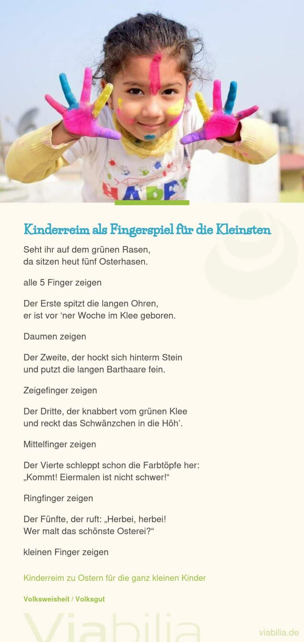 Ostergedicht als Oster-Fingerspiel für die Kleinsten Ostergedicht als Oster-Fingerspiel für die Kleinsten
