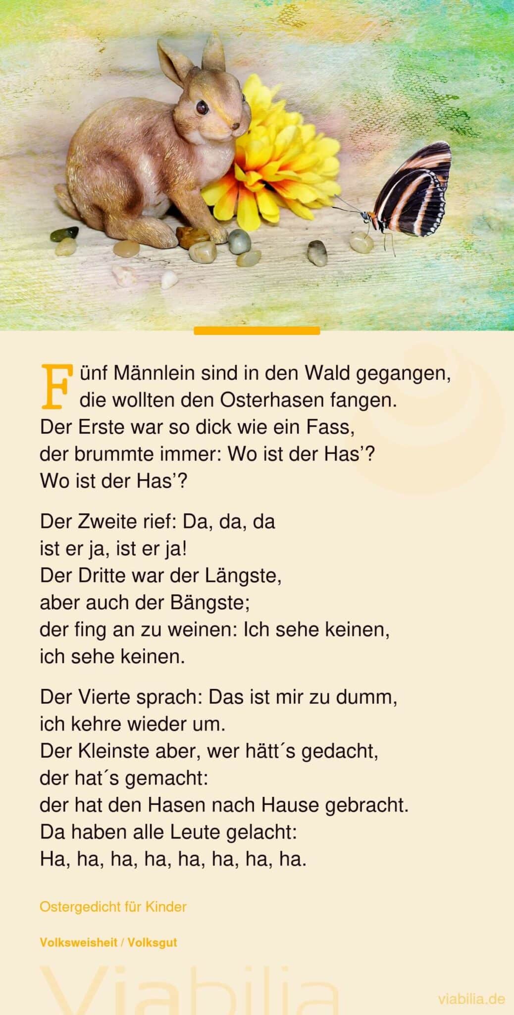Klassisches Ostergedicht: fünf Männlein sind in den Wald gegangen Klassisches Ostergedicht: fünf Männlein sind in den Wald gegangen