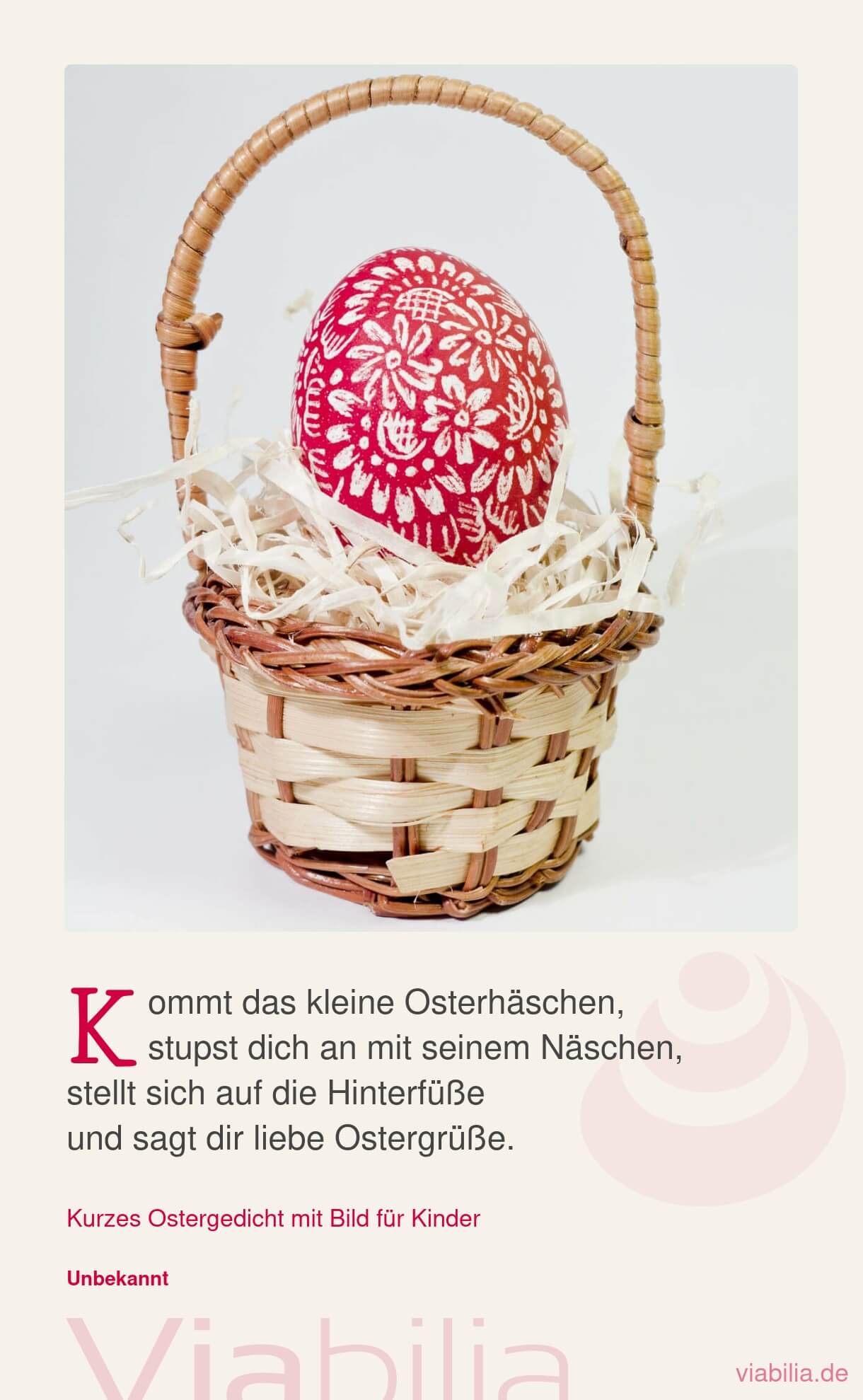 Ostergedicht für Kinder über das Osterhäschen Ostergedicht für Kinder über das Osterhäschen