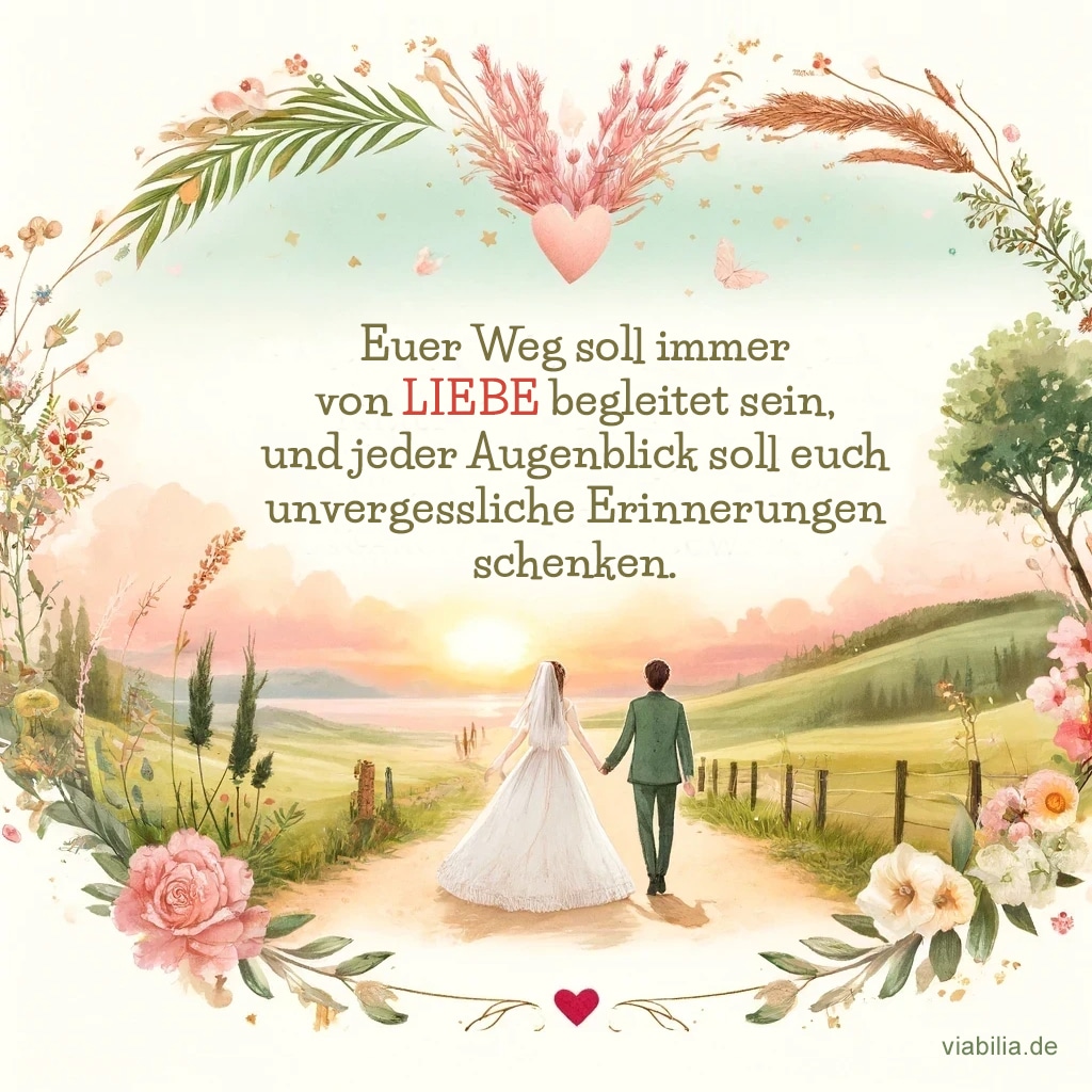 Romantische Hochzeitswünsche: Weg von Liebe begleitet Romantische Hochzeitswünsche: Weg von Liebe begleitet