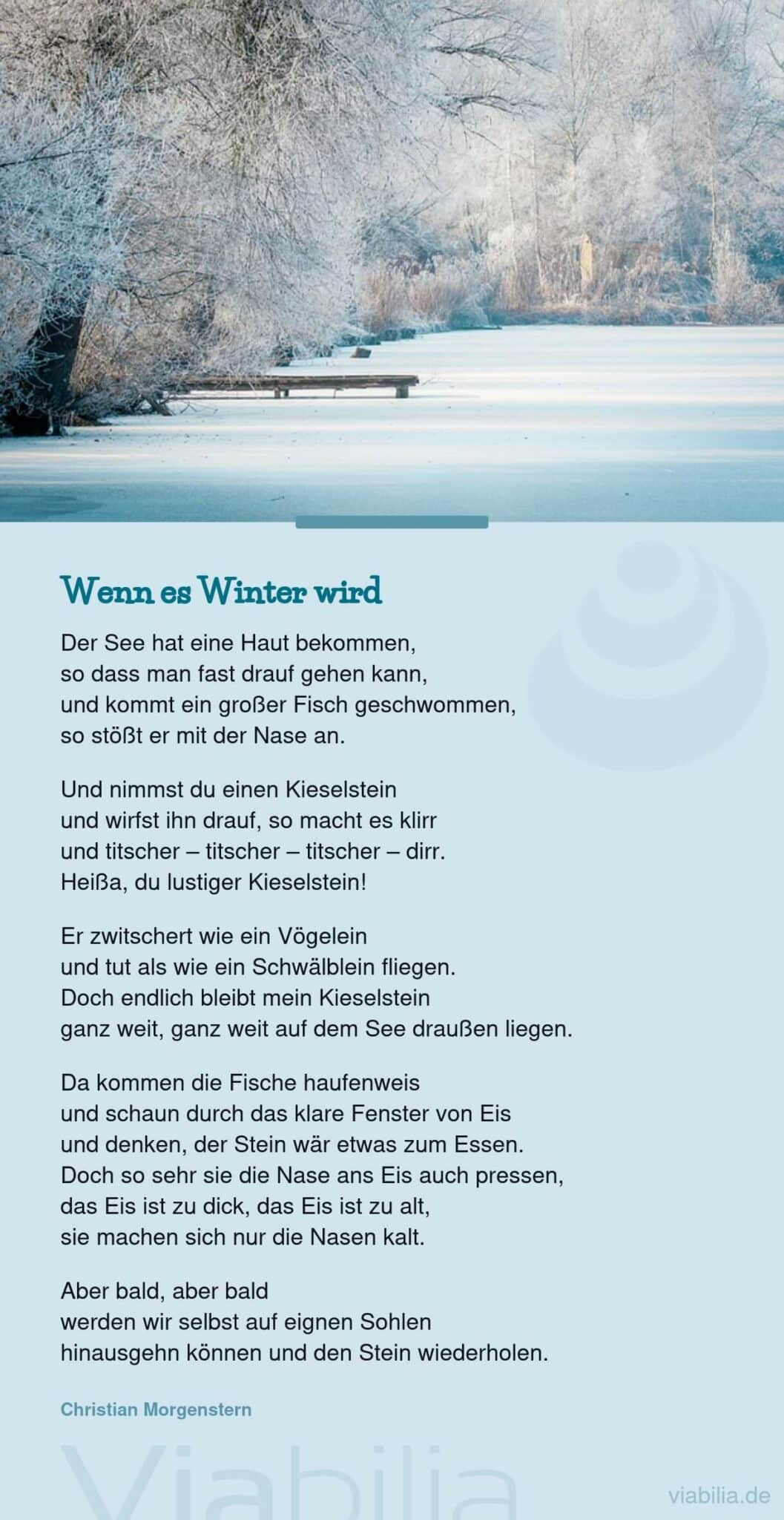 Romantischer Winterspruch über einen zugefrorenen See Romantischer Winterspruch über einen zugefrorenen See