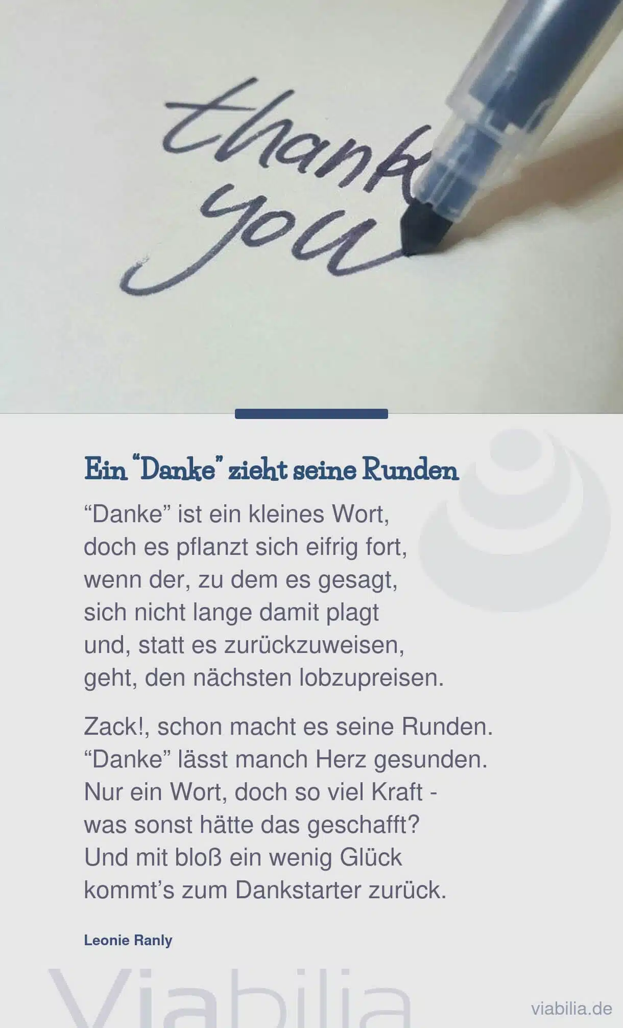 Spruch über das Danke, das wieder zurückkehrt