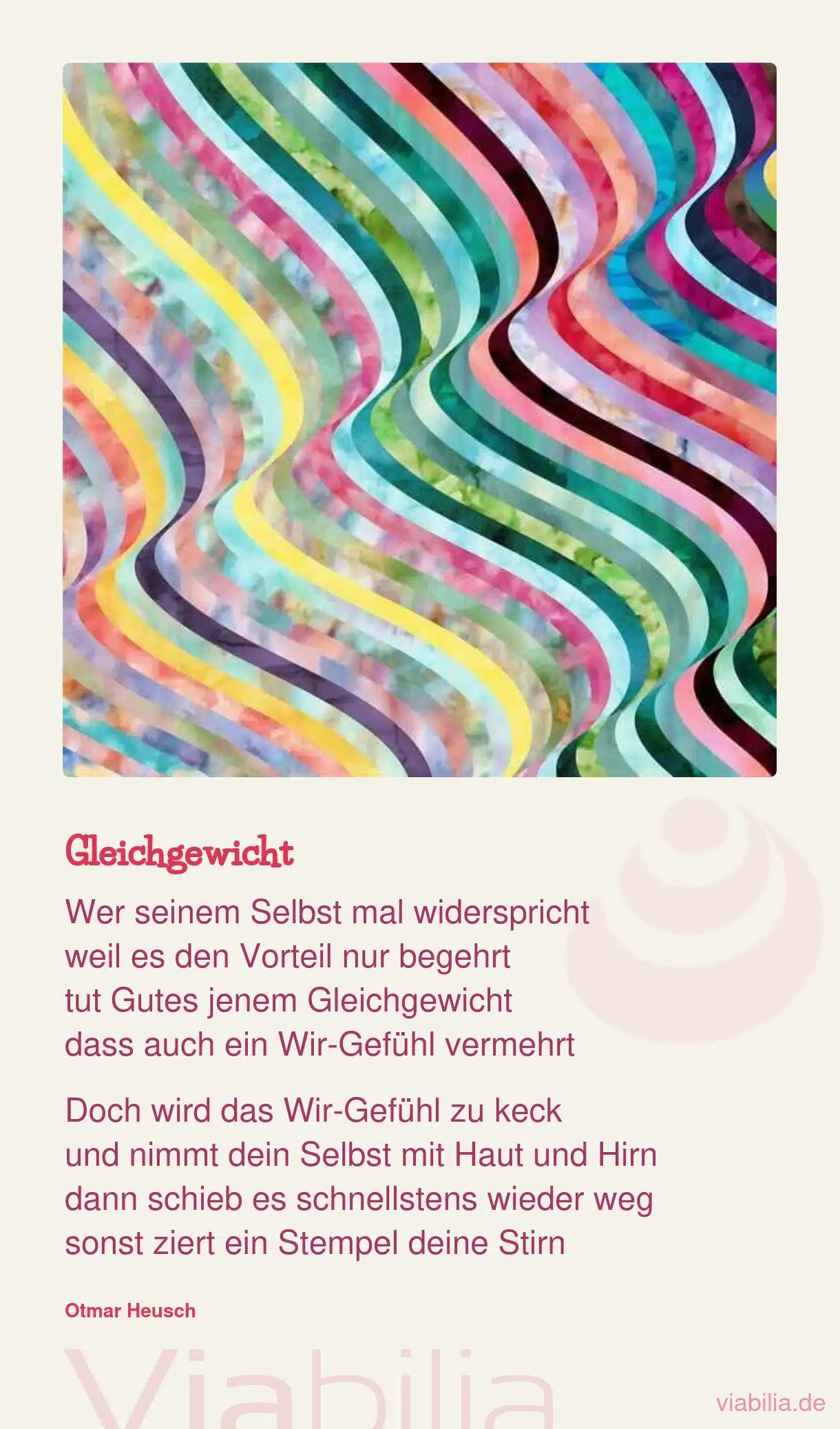 Spruch über Gleichgewicht und Wir-Gefühl