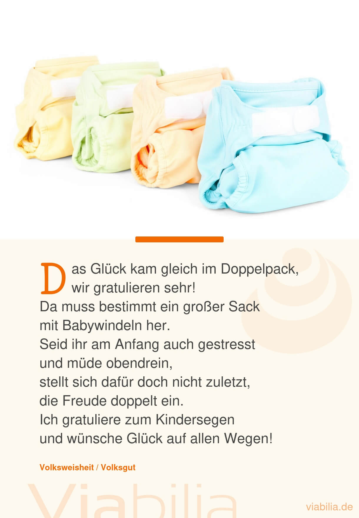 Spruch: Glück im Doppelpack bei der Geburt von Zwillingen