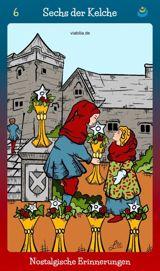 Tarotkarte "Sechs der Kelche" bzw. 6 der Kelche im Tarot