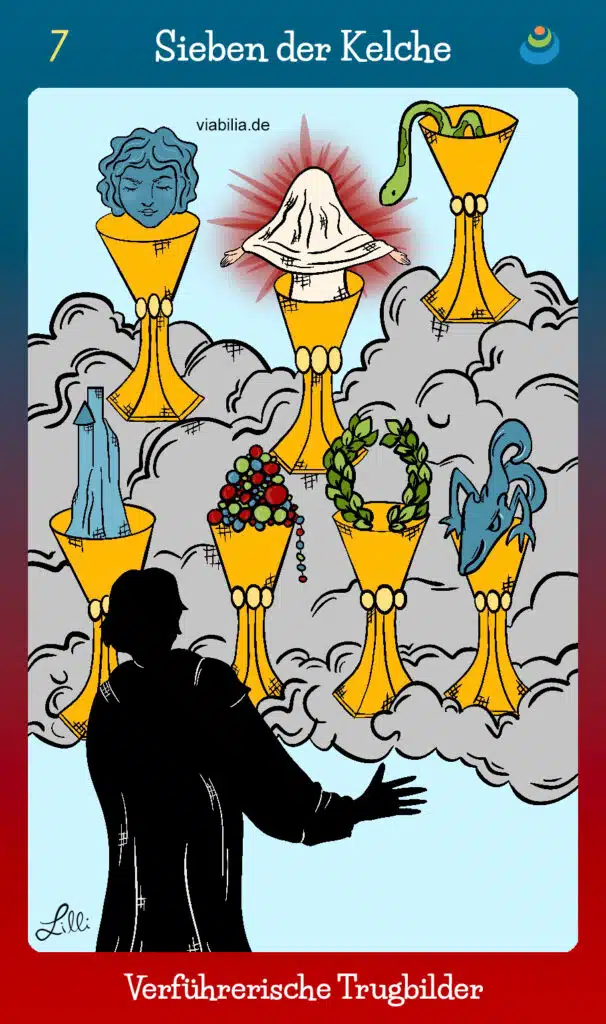 Tarotkarte "Sieben der Kelche" bzw. 7 der Kelche im Tarot