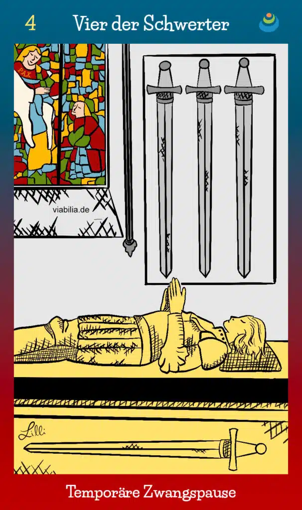 Tarotkarte "Vier der Schwerter" bzw. 4 der Schwerter