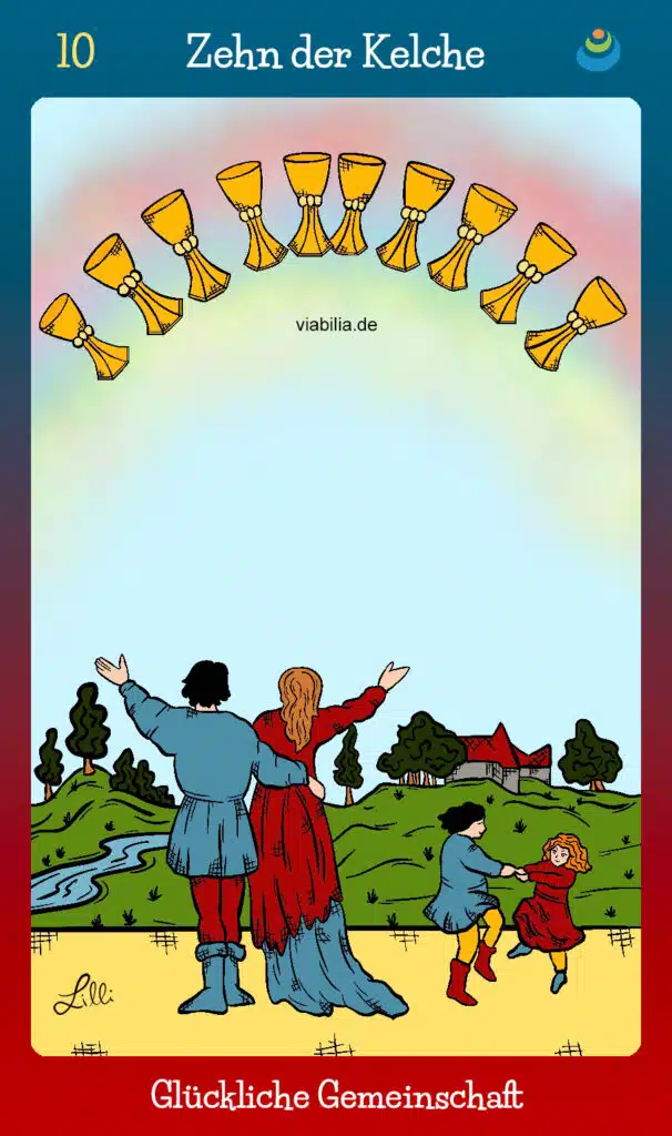 Tarotkarte "Zehn der Kelche" im Tarot