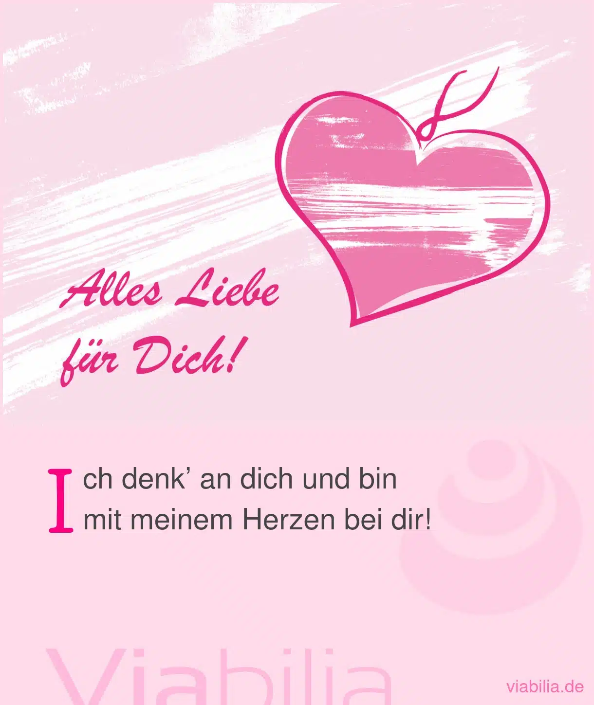 Spruch zum Valentinstag mit Herz für WhatsApp: Ich denk an dich