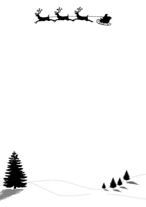 Weihnachtsbriefpapier in Schwarz-Weiß, Briefpapier-ID: 4646 Weihnachtsbriefpapier in Schwarz-Weiß