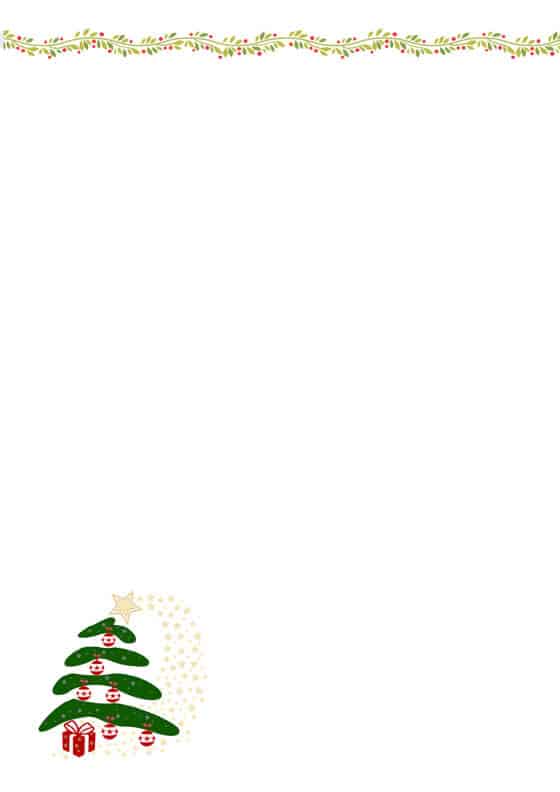 Weihnachtsbriefpapier mit skizziertem Christbaum