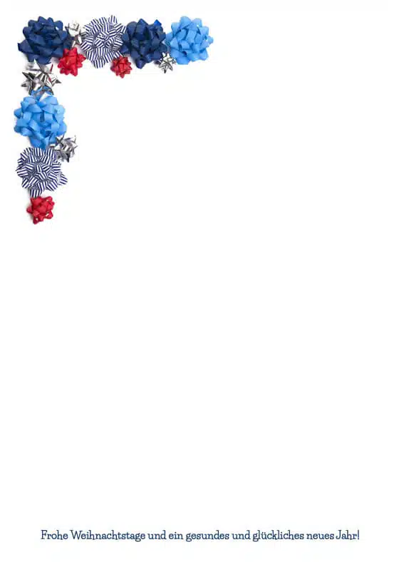 Weihnachtsbrief-Vorlage mit Geschenkschleifen, Briefpapier-ID: 4650 Weihnachtsbrief-Vorlage mit Geschenkschleifen