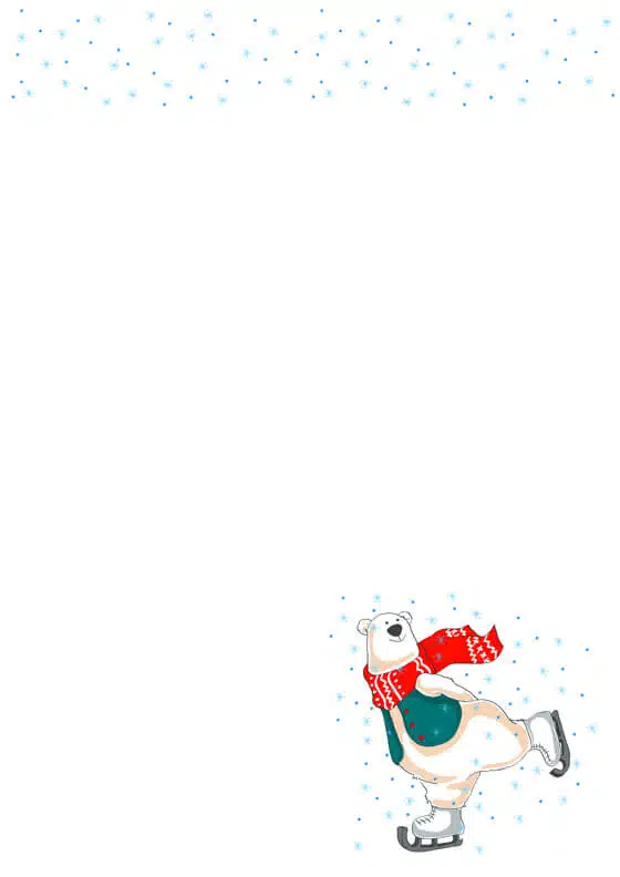 Süßes Weihnachtsbriefpapier mit Eisbär-Motiv, Briefpapier-ID: 5015 Süßes Weihnachtsbriefpapier mit Eisbär-Motiv