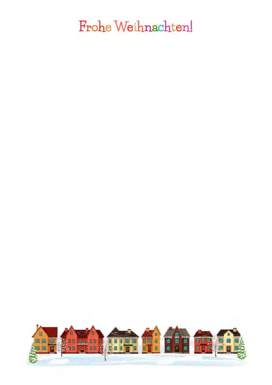 Weihnachtsbriefpaper-Vorlage mit Häuschen-Motiv, Briefpapier-ID: 4644 Kostenloses Weihnachtsbriefpapier zum Ausdrucken: über 30 Vorlagen
