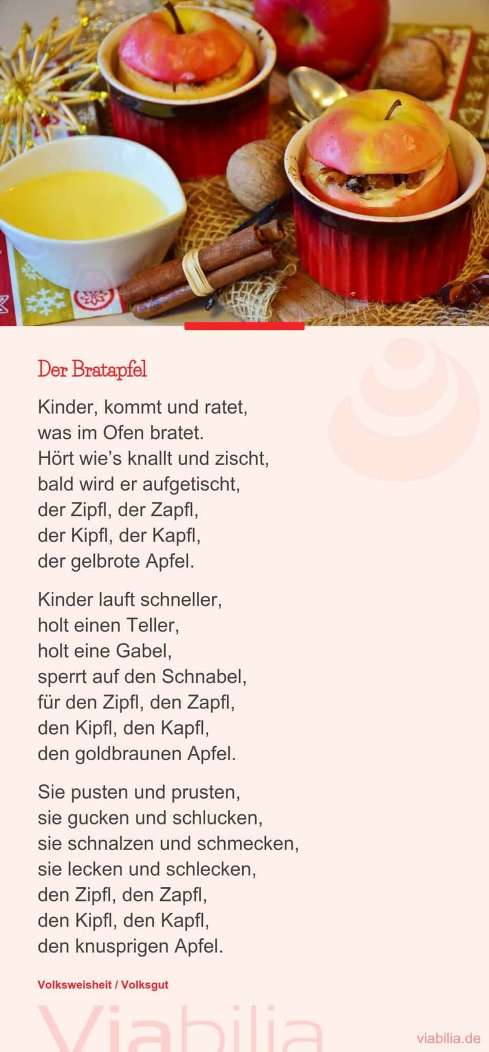 Weihnachtsgedicht für Kinder: Bratapfel