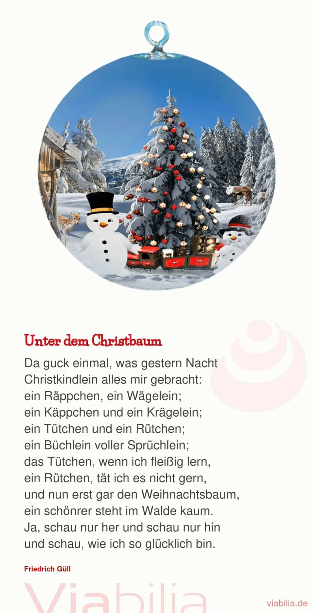 Weihnachtsgedicht für Kinder: unter dem Christbaum