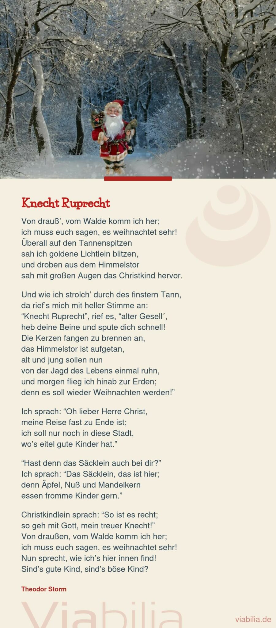 Bekanntes Weihnachtsgedicht über Knecht Ruprecht Bekanntes Weihnachtsgedicht über Knecht Ruprecht