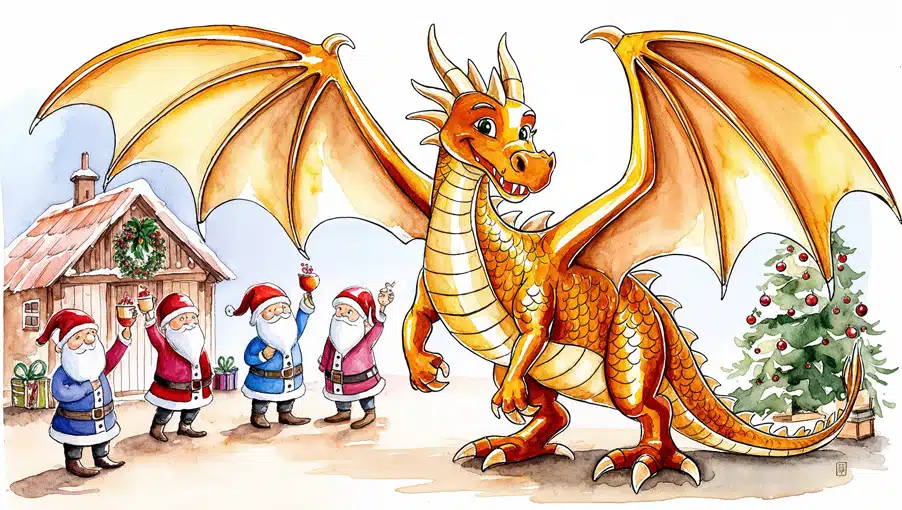 Weihnachtsgeschichte: Der Drache Arcano feiert das Weihnachtsfest mit Weihnachtsgeschichte: Der Drache Arcano feiert das Weihnachtsfest mit