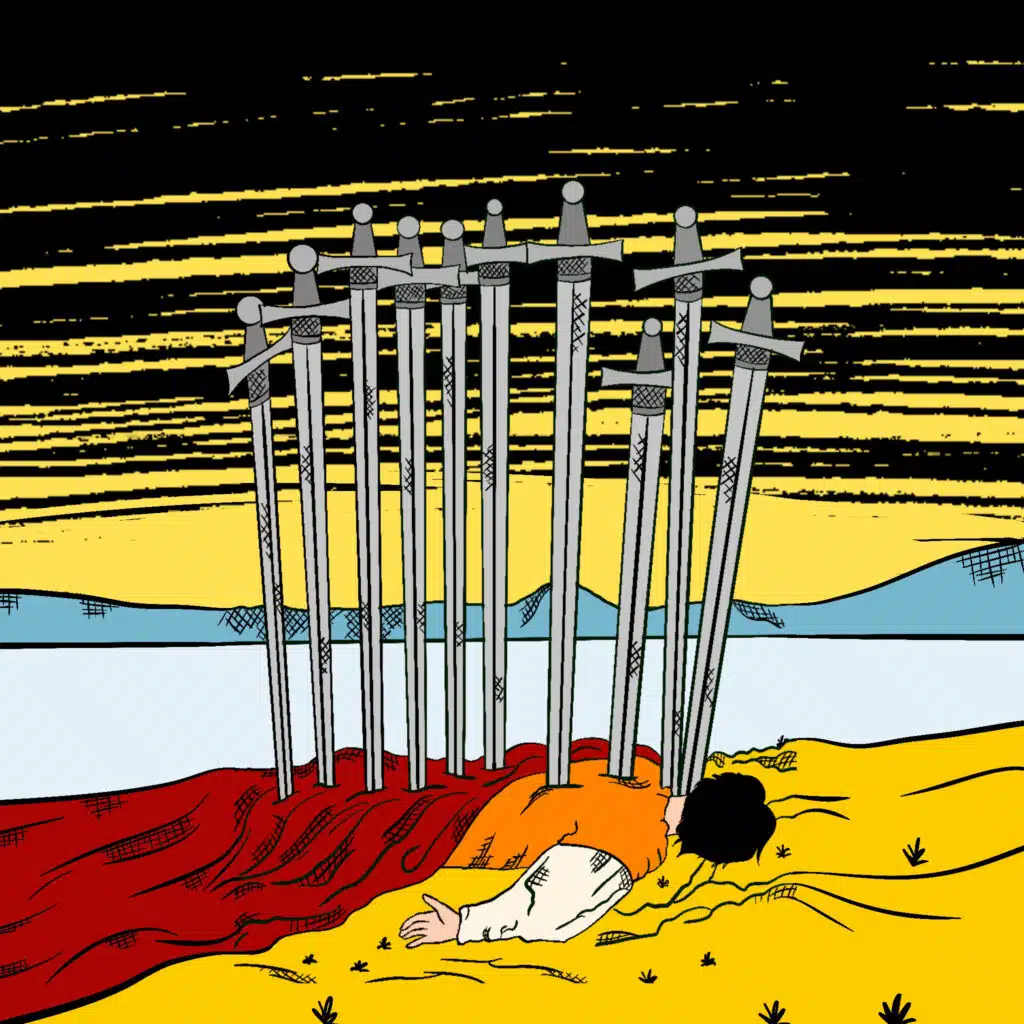 Tarotkarte "Zehn der Schwerter" im Tarot